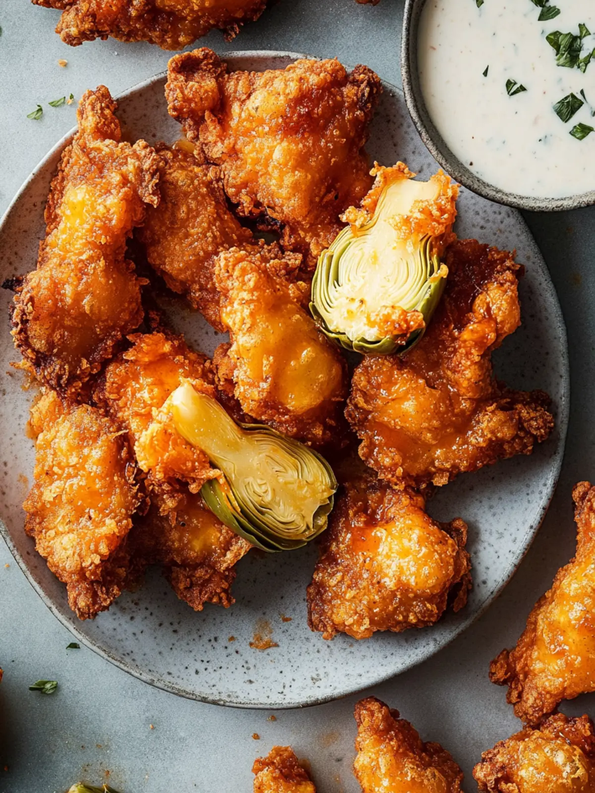 Fried Buffalo Artichoke Hearts