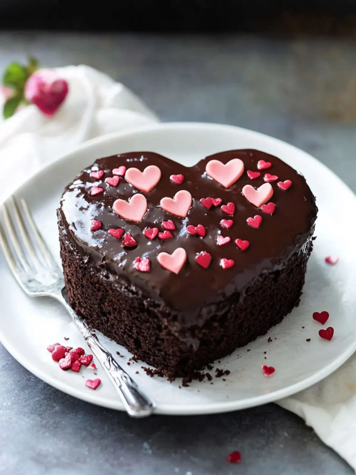 Heart-Shaped Chocolate Ganache Cake