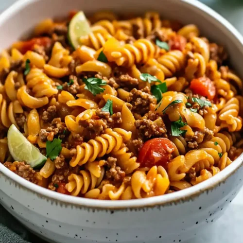Hearty Crockpot Taco Pasta