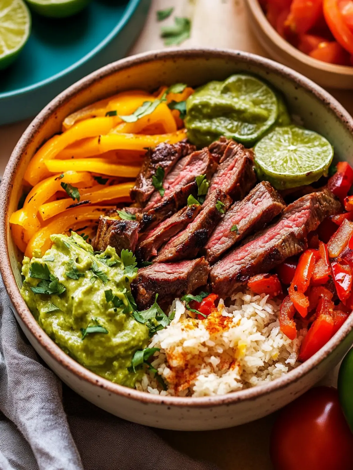 Healthy Low Carb Steak Fajita Bowl Recipe