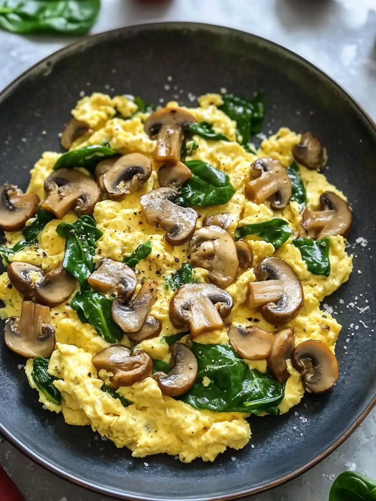 Mushroom Spinach Scrambled Eggs
