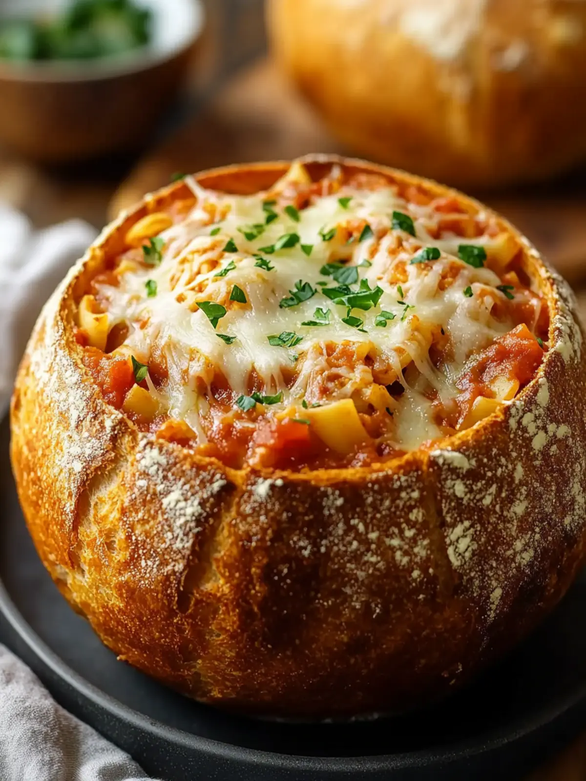 Comforting Lasagna Soup in a Bread Bowl