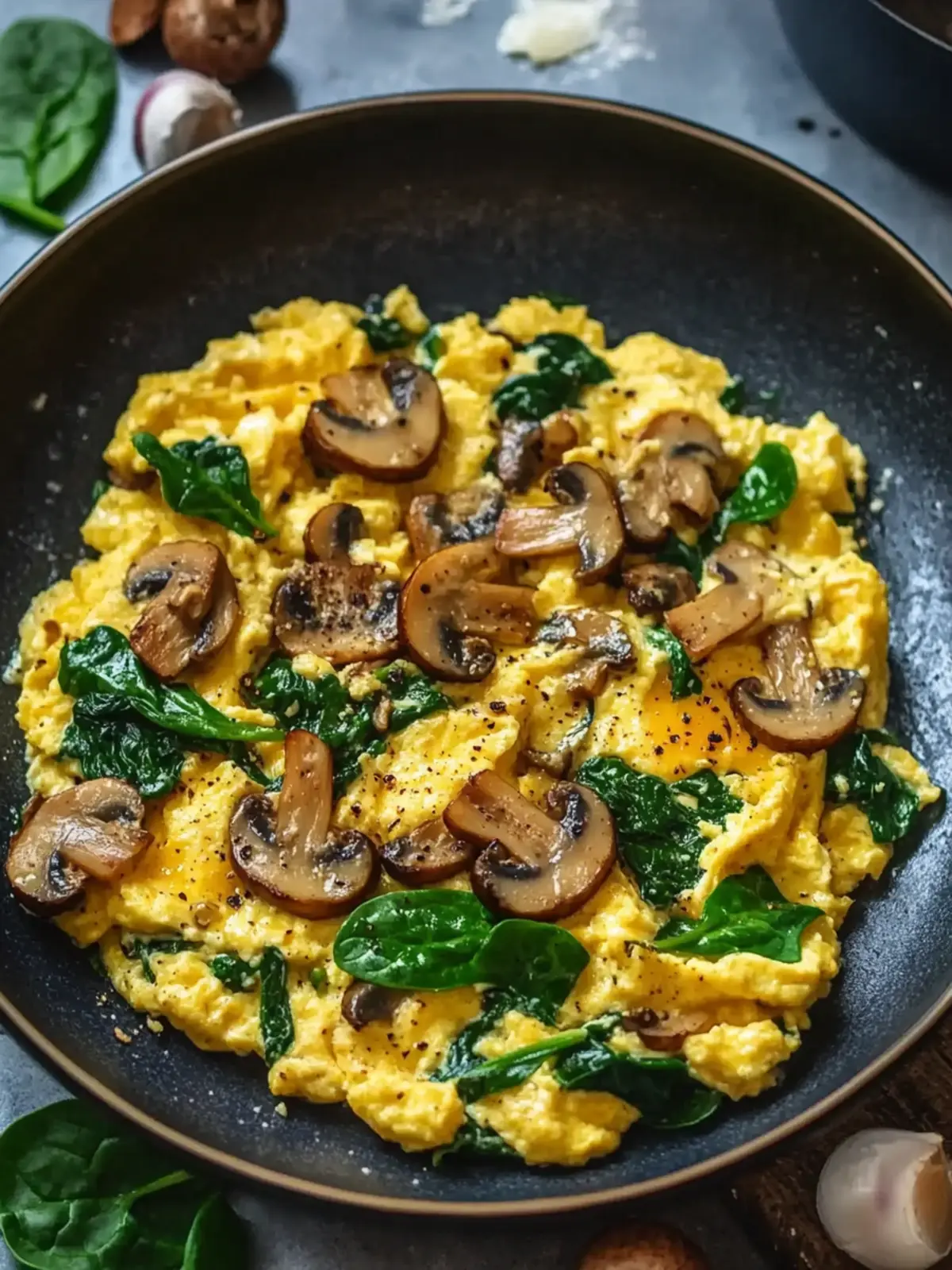 Mushroom Spinach Scrambled Eggs