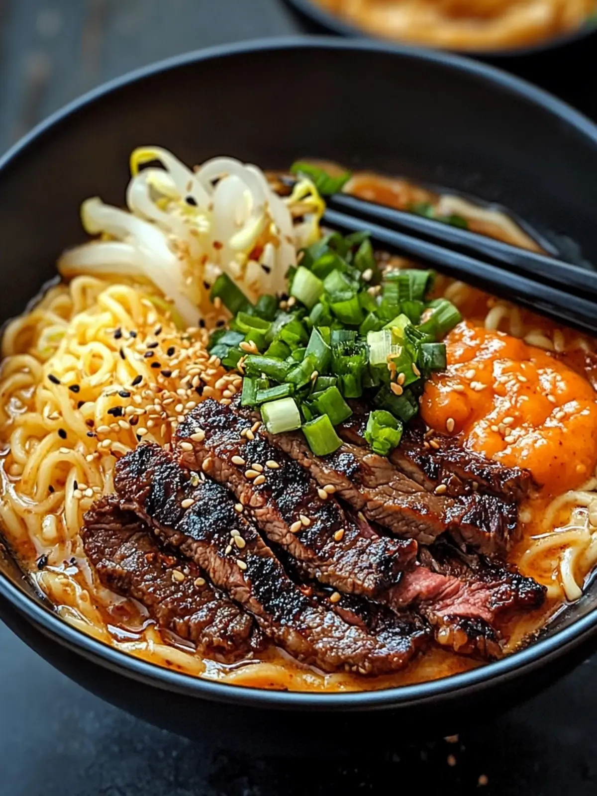 Irresistible Spicy Korean Ramen with Grilled Beef & Creamy Sauce