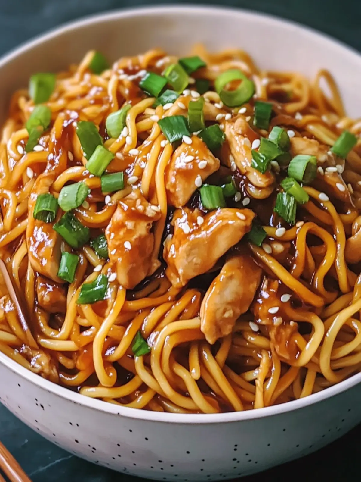 Sticky Garlic Chicken Noodles Recipe