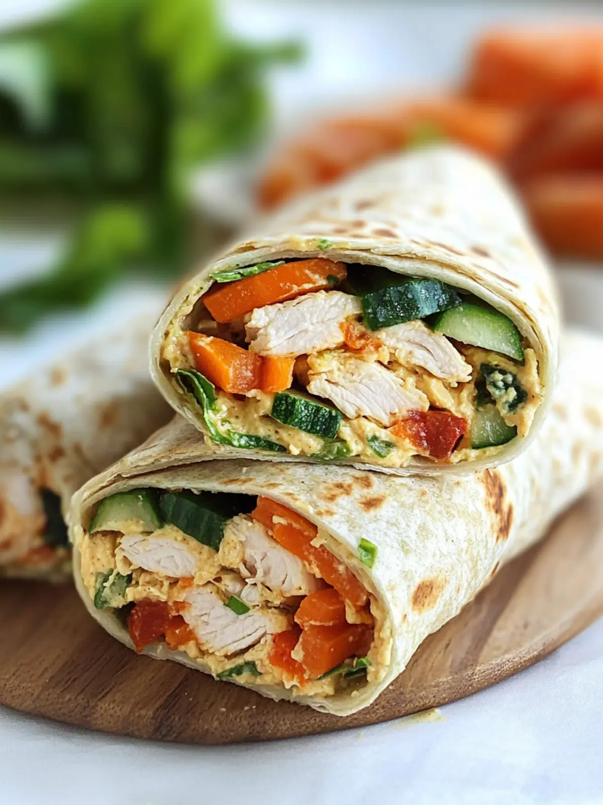 Quick and Healthy Chicken & Hummus Veggie Wraps