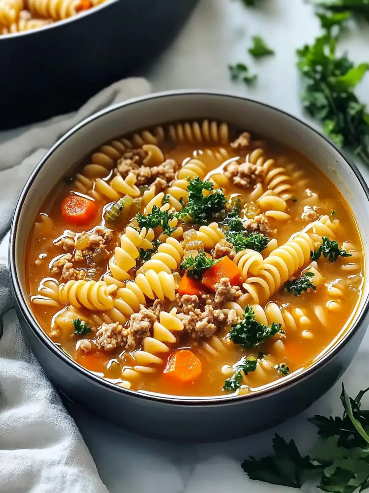 Classic Ground Turkey Pasta Soup