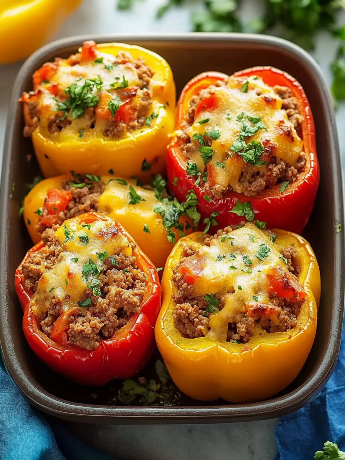 Italian Stuffed Peppers with Ground Beef