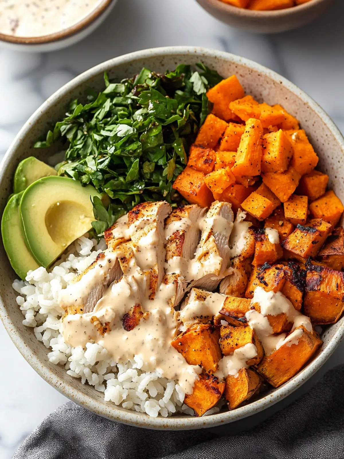 Healthy Chicken & Sweet Potato Rice Bowl