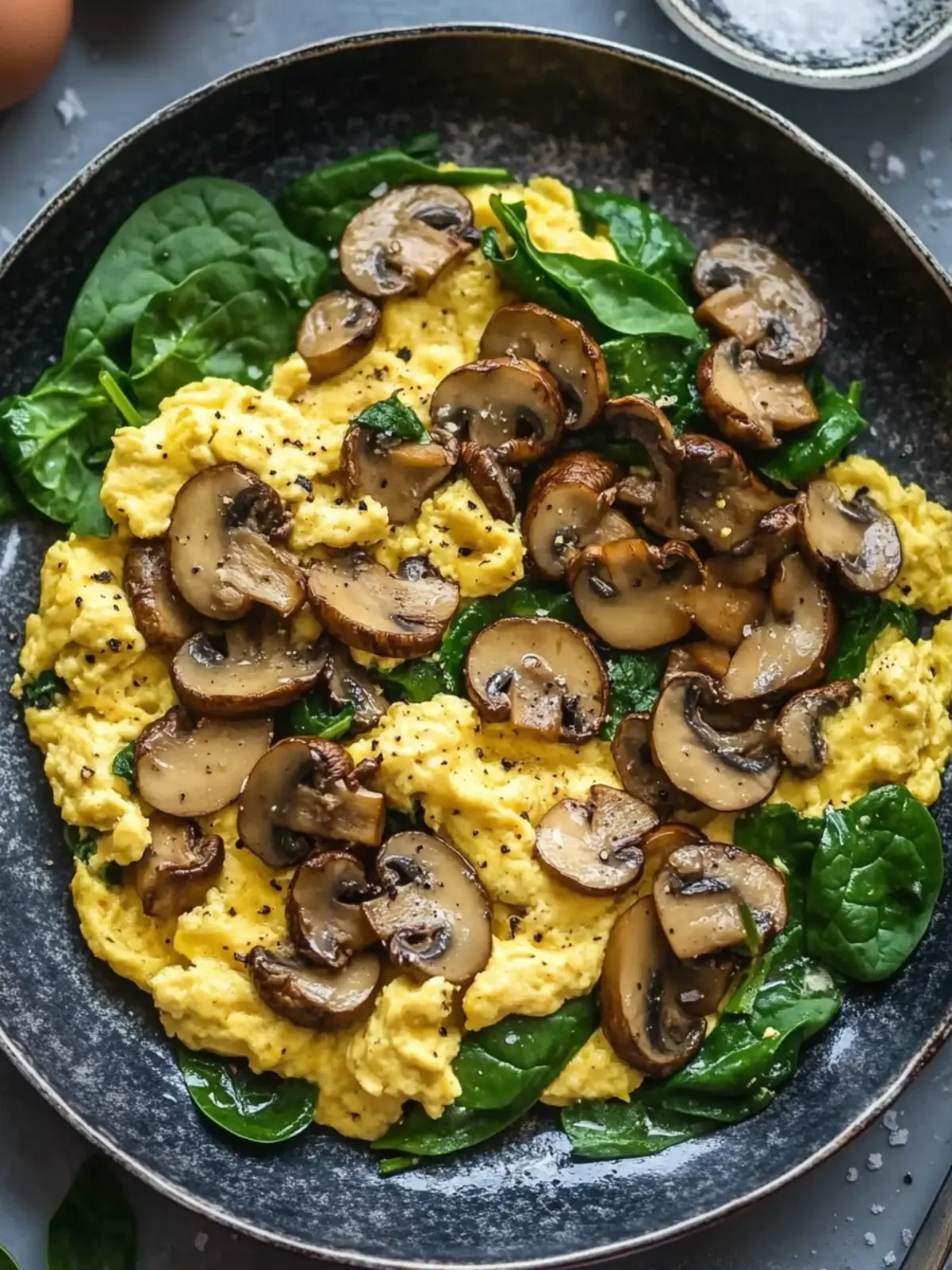 Mushroom Spinach Scrambled Eggs