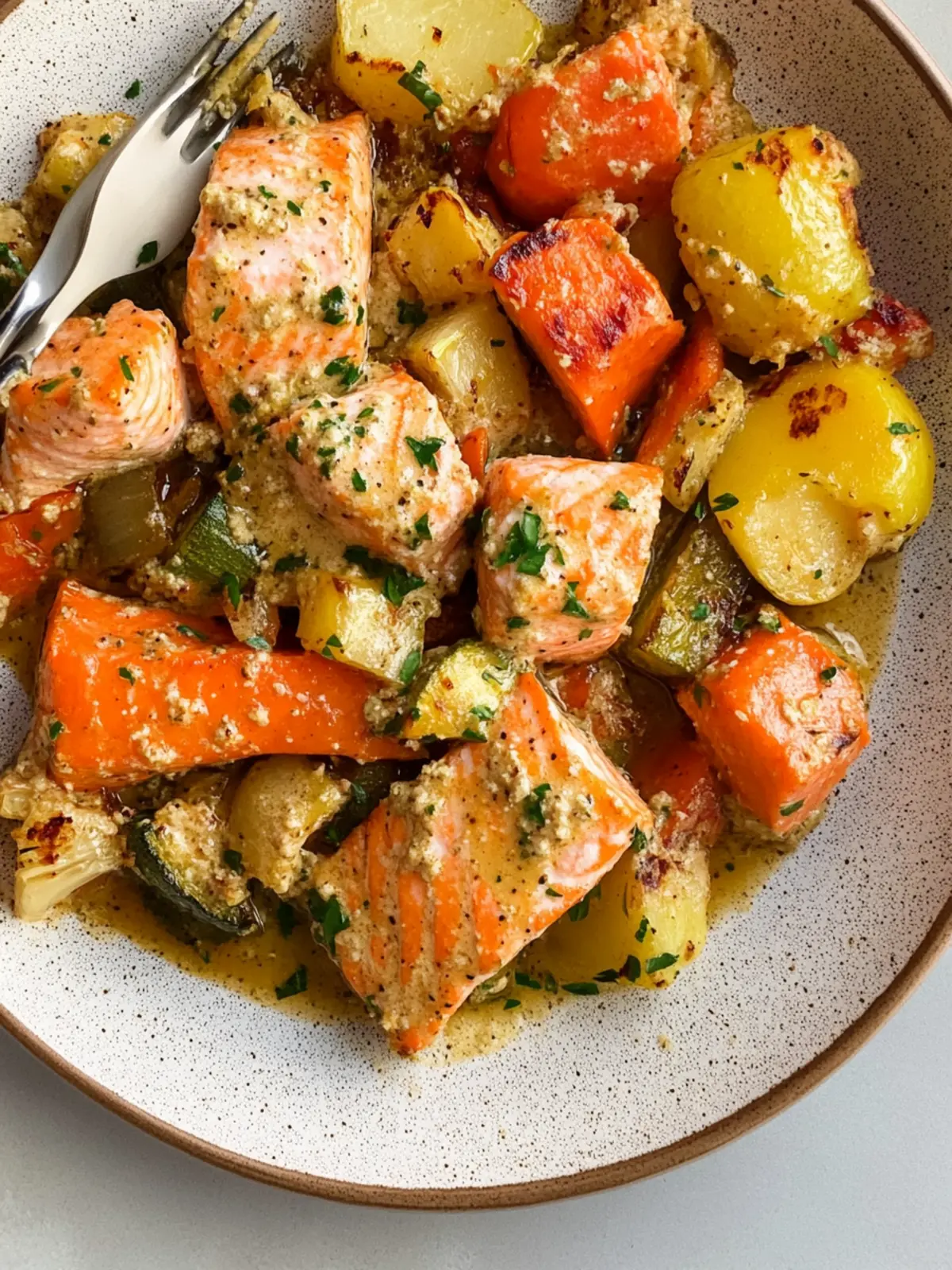Honey Mustard Salmon & Veggies Sheet‑Pan recipe