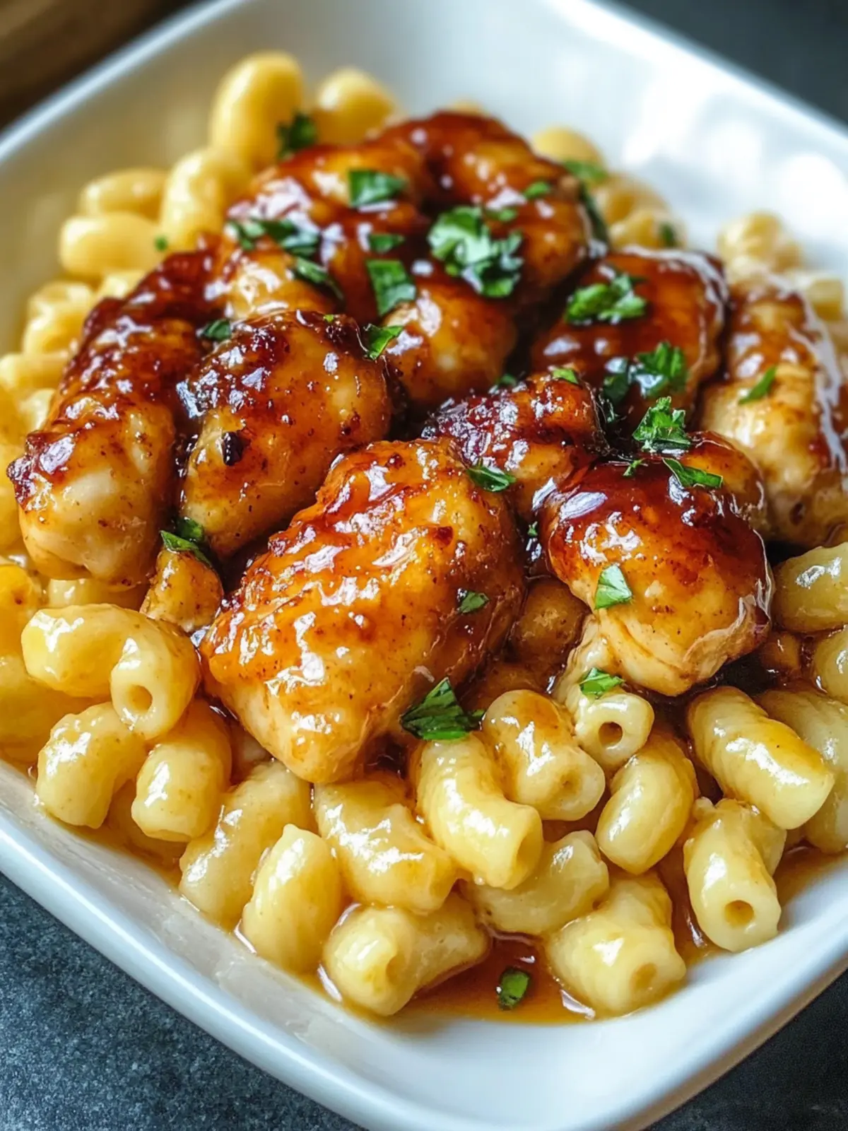 Protein-Packed Honey Garlic Chicken with Cheesy Mac