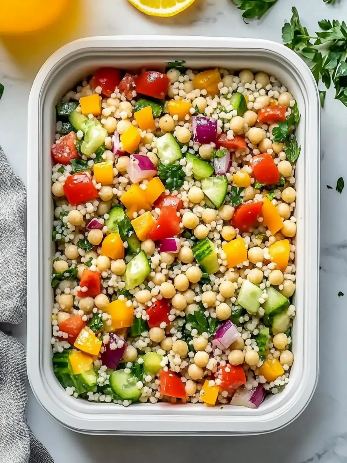 Zesty Vegetarian Mediterranean Couscous Salad Meal Prep Delight
