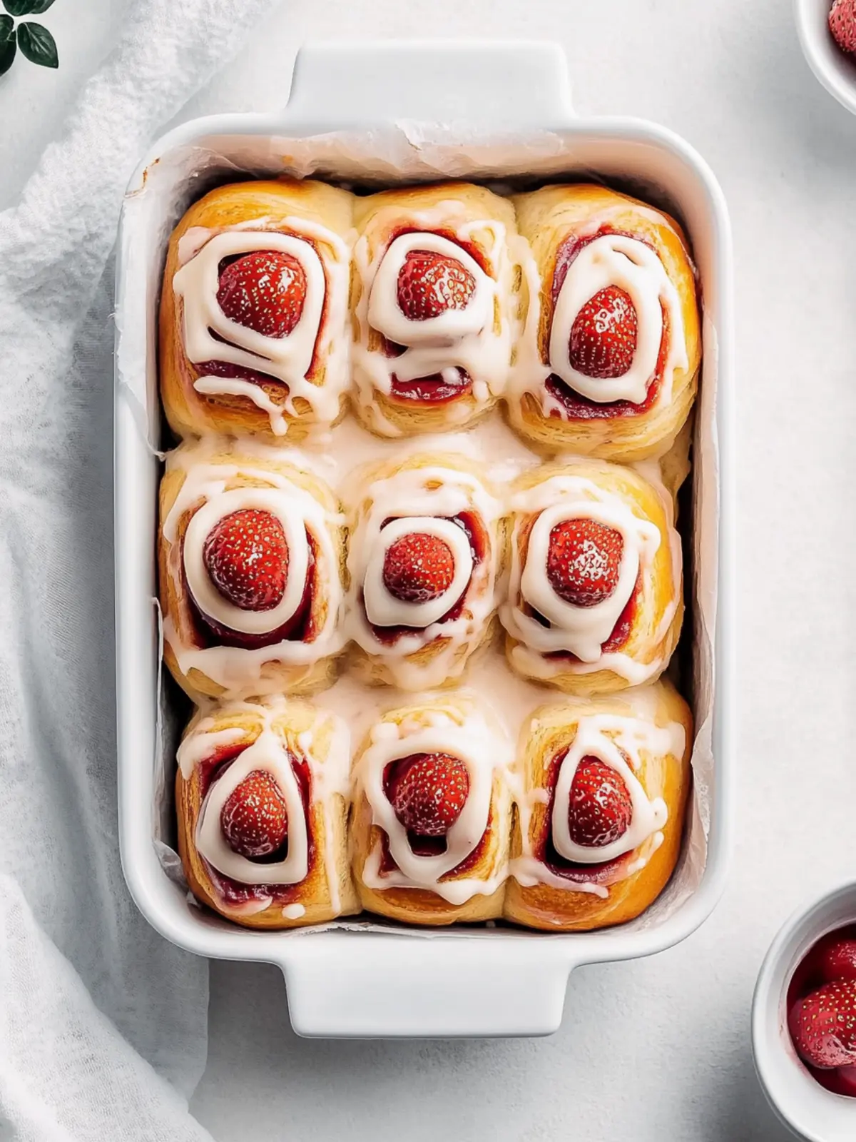 Strawberry Buns with Cream Cheese Icing