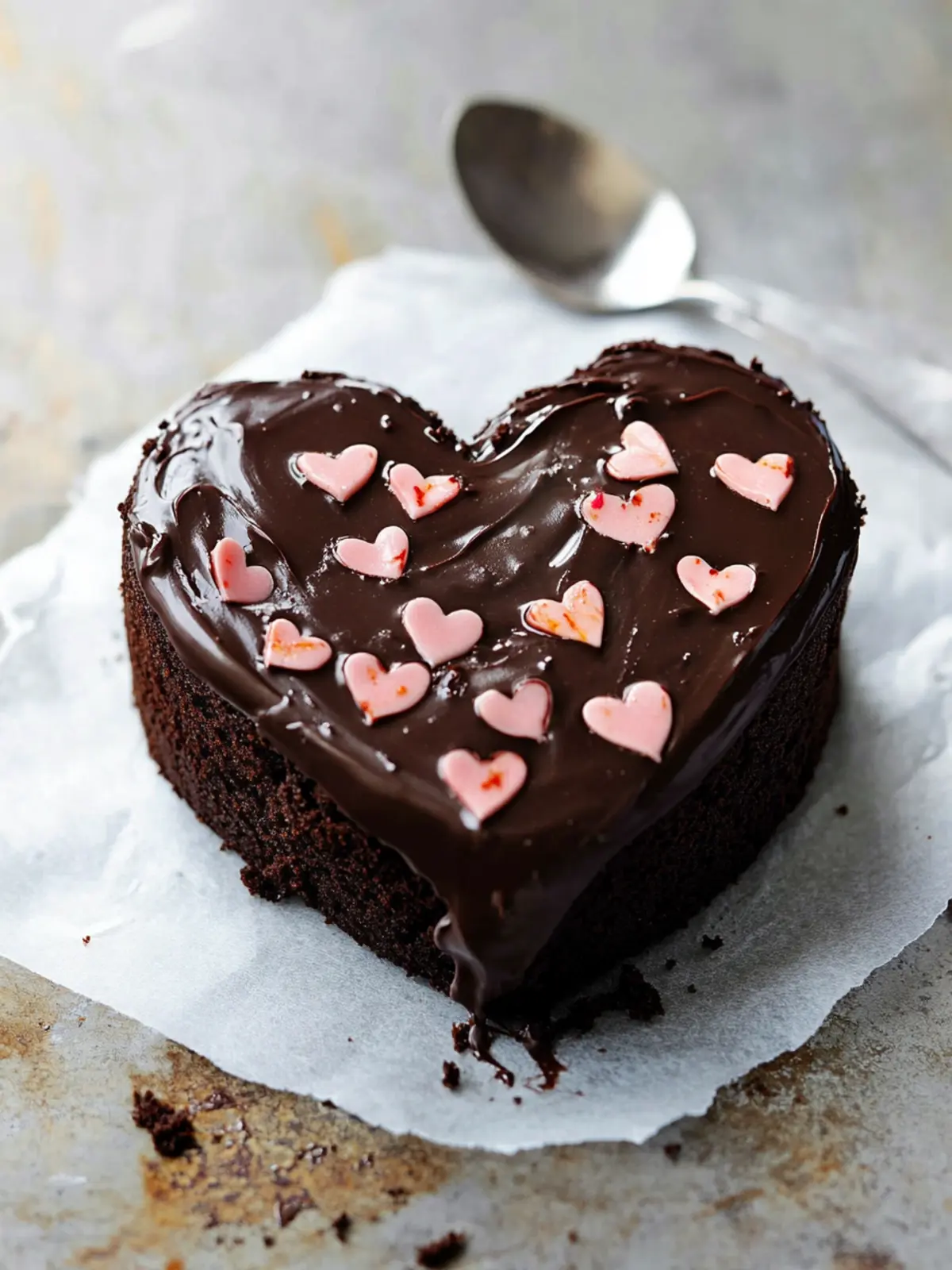 Heart-Shaped Chocolate Ganache Cake