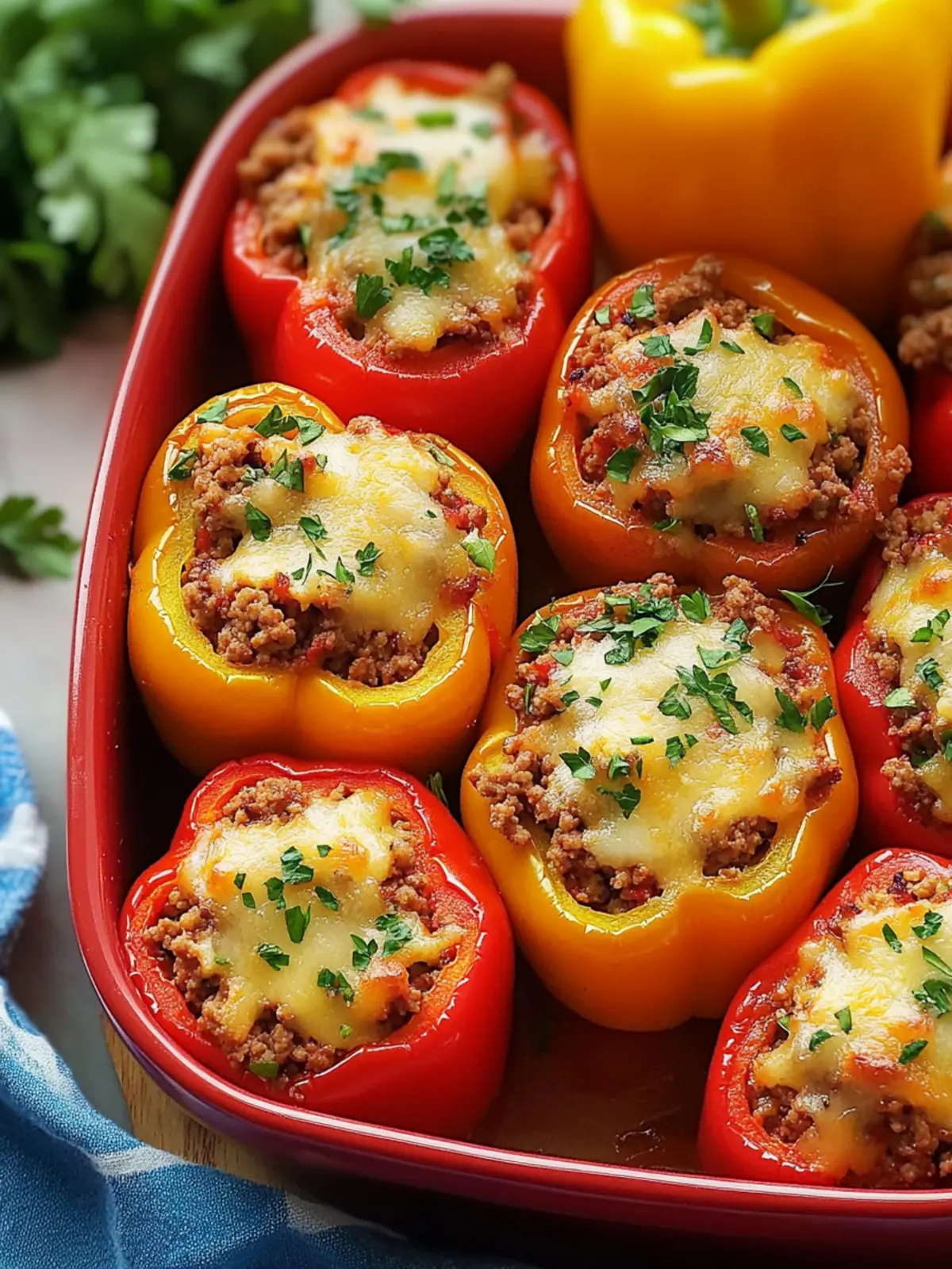 Italian Stuffed Peppers with Ground Beef