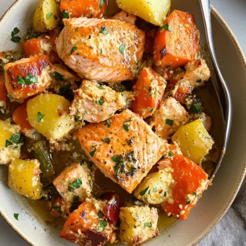 Honey Mustard Salmon & Veggies Sheet‑Pan recipe