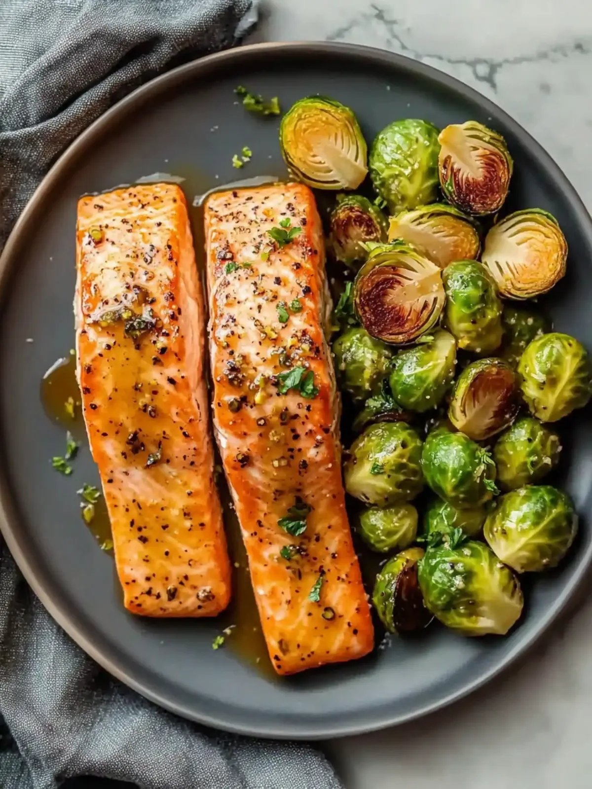 Maple Glazed Salmon with Brussel Sprouts