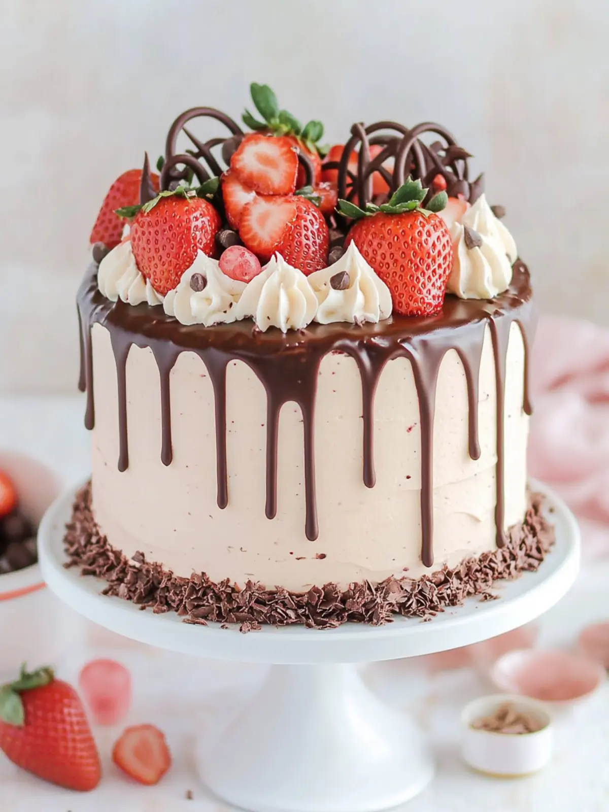 Chocolate Covered Strawberry Drip Cake