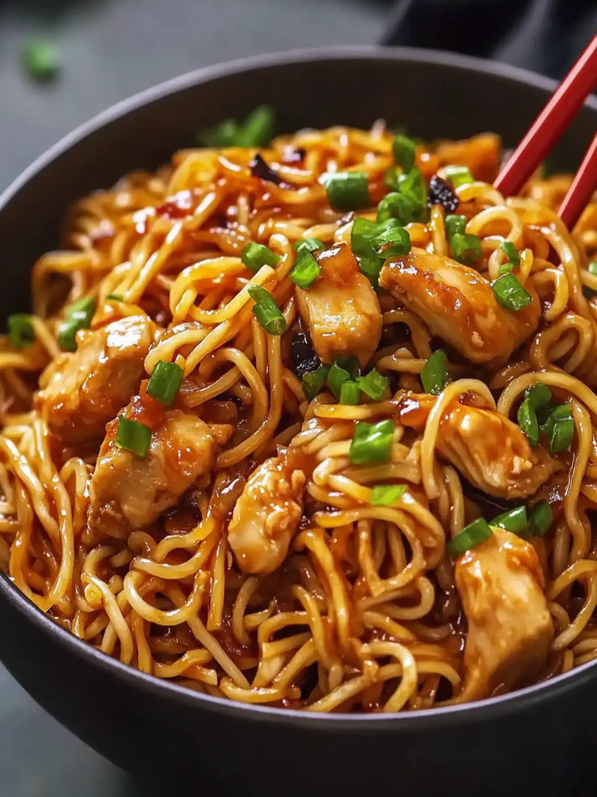 Sticky Garlic Chicken Noodles Recipe