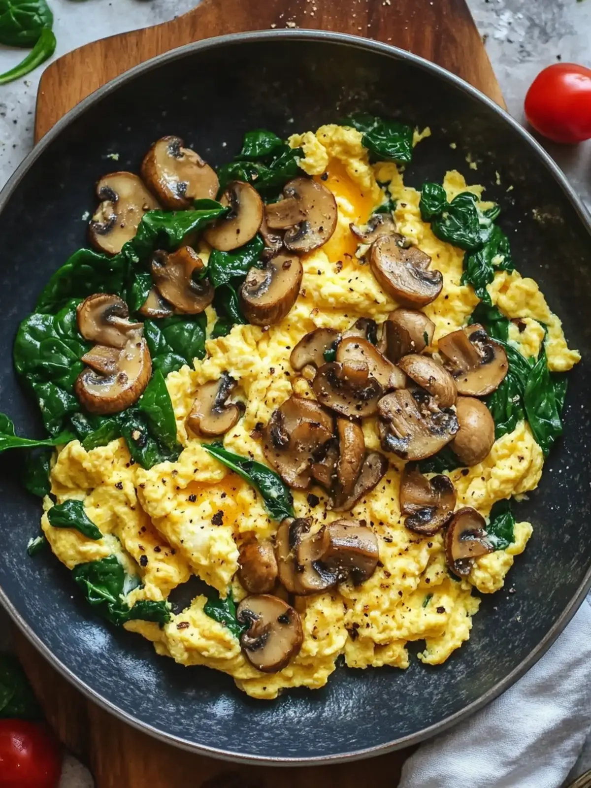 Mushroom Spinach Scrambled Eggs