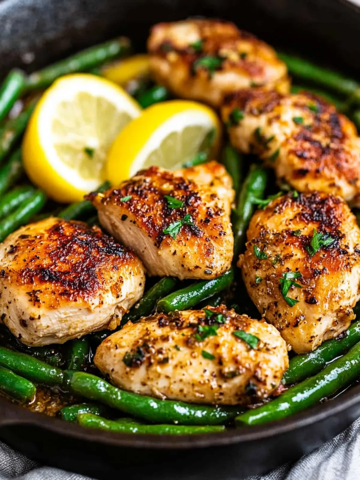 Lemon Garlic Chicken Skillet with Green Beans