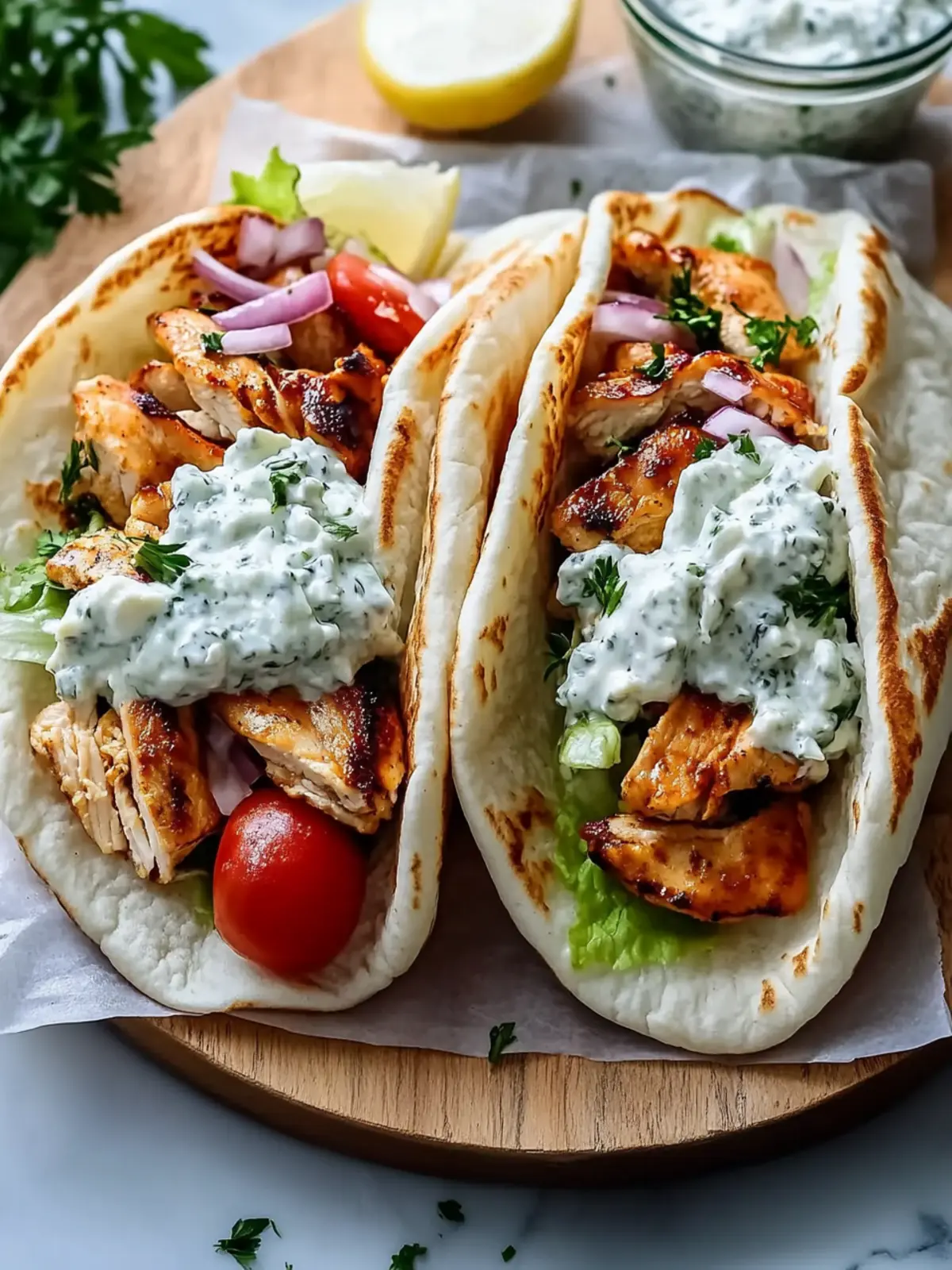 Chicken Gyros with Creamy Feta Tzatziki