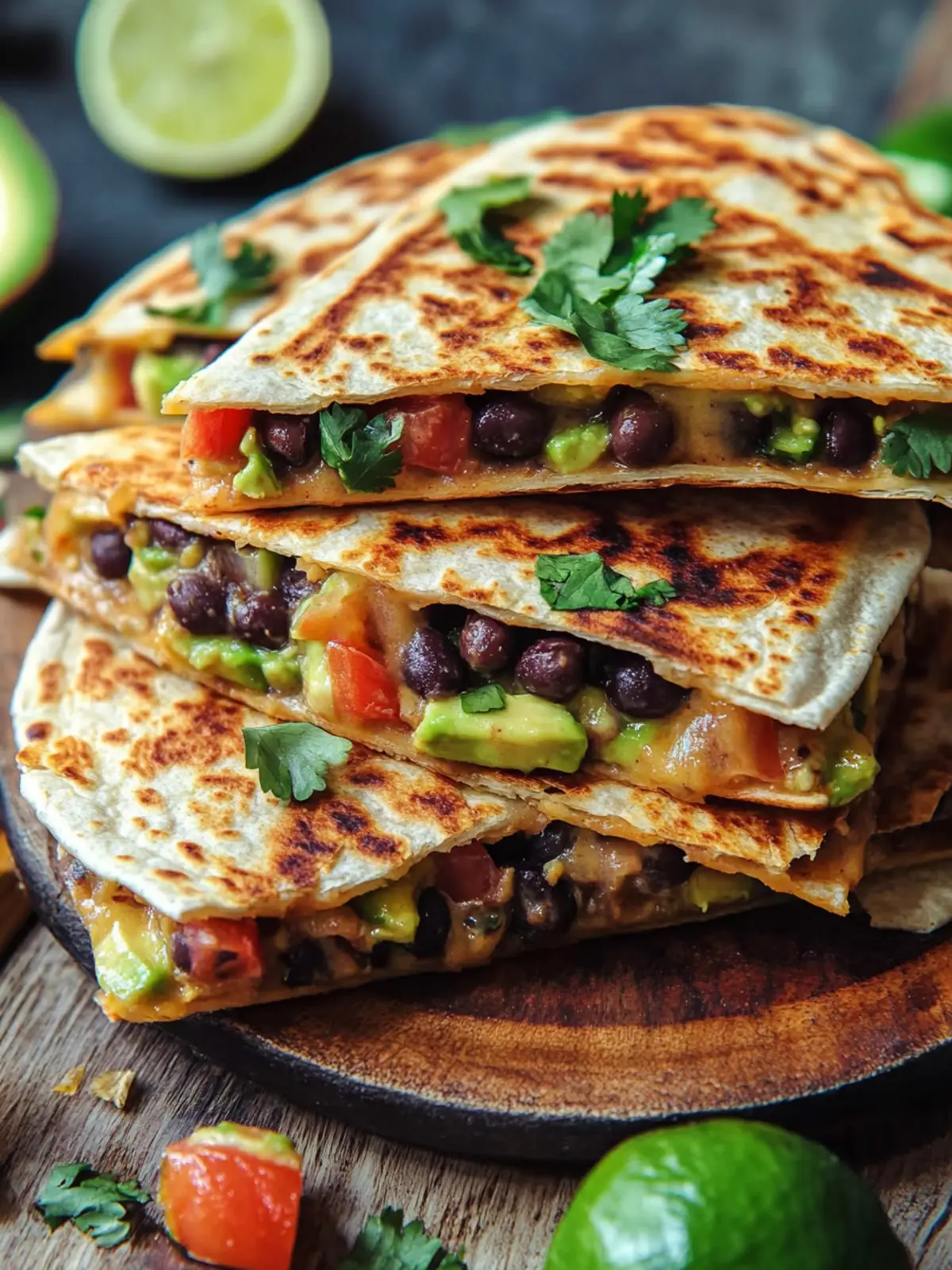 Vegan Quesadillas with Black Beans and Avocado