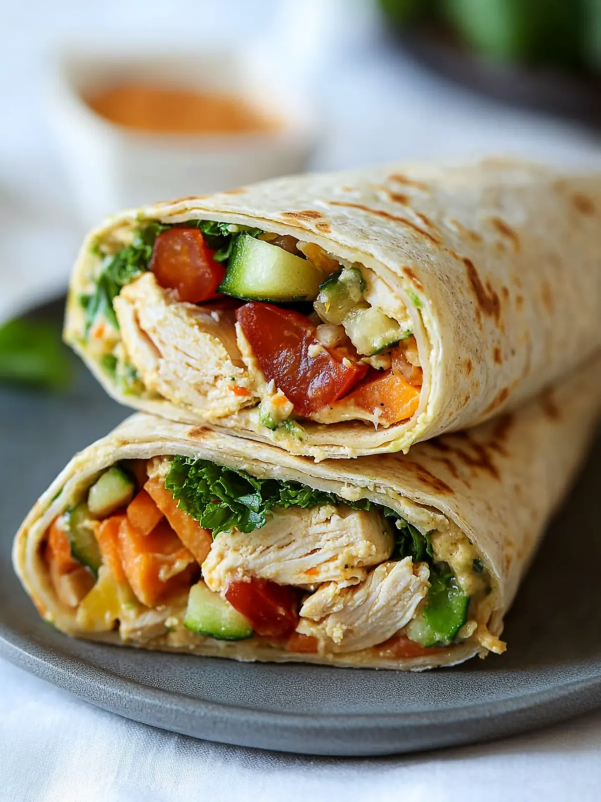 Quick and Healthy Chicken & Hummus Veggie Wraps