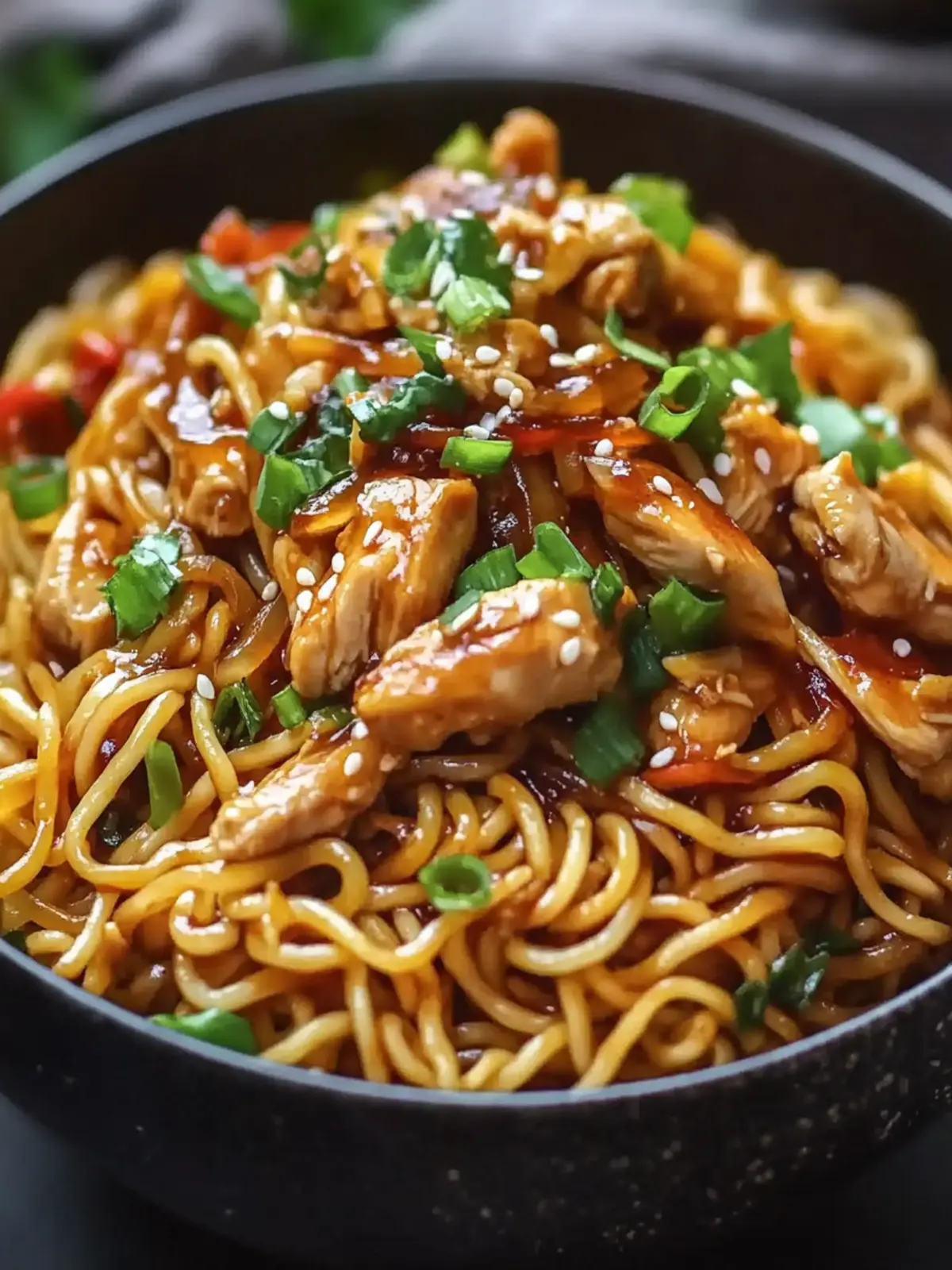 Sticky Garlic Chicken Noodles Recipe