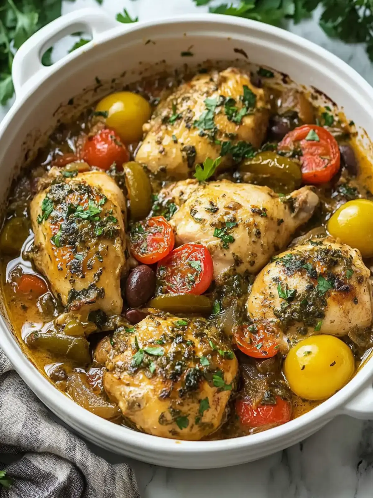 Tender Slow Cooker Mediterranean Chicken