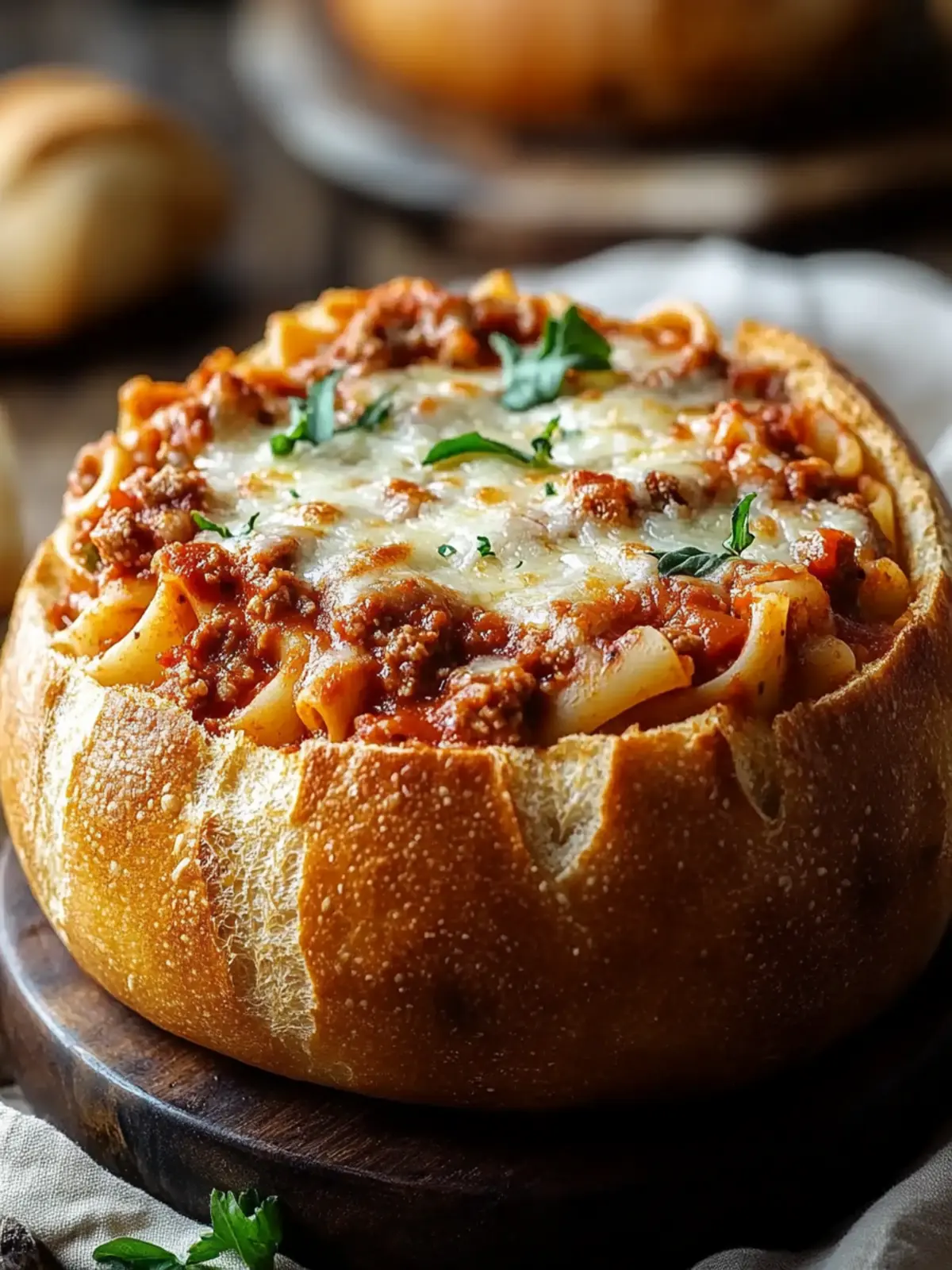 Comforting Lasagna Soup in a Bread Bowl