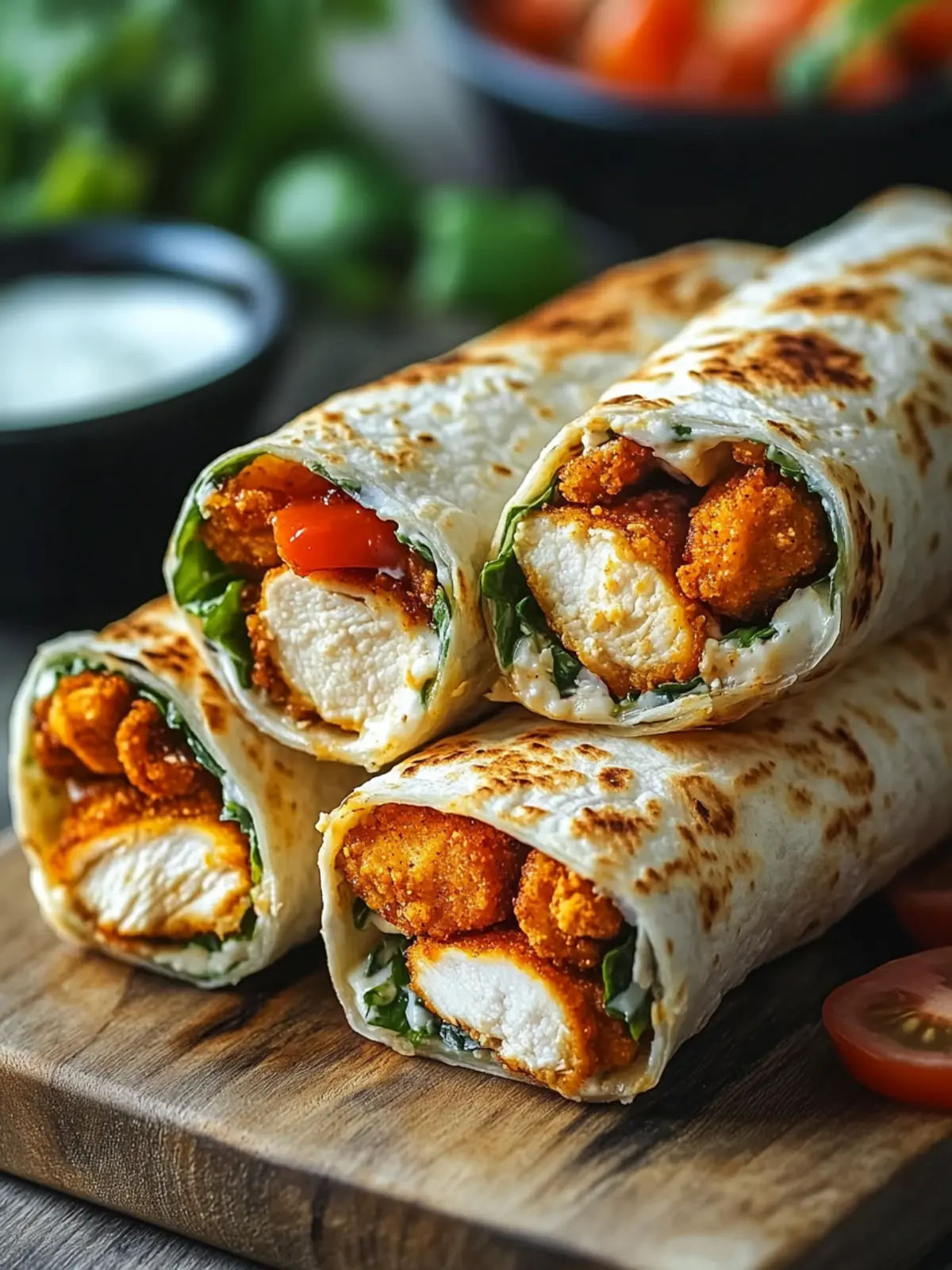 Crunchy Crispy Air Fryer Chicken & Mozzarella Wraps