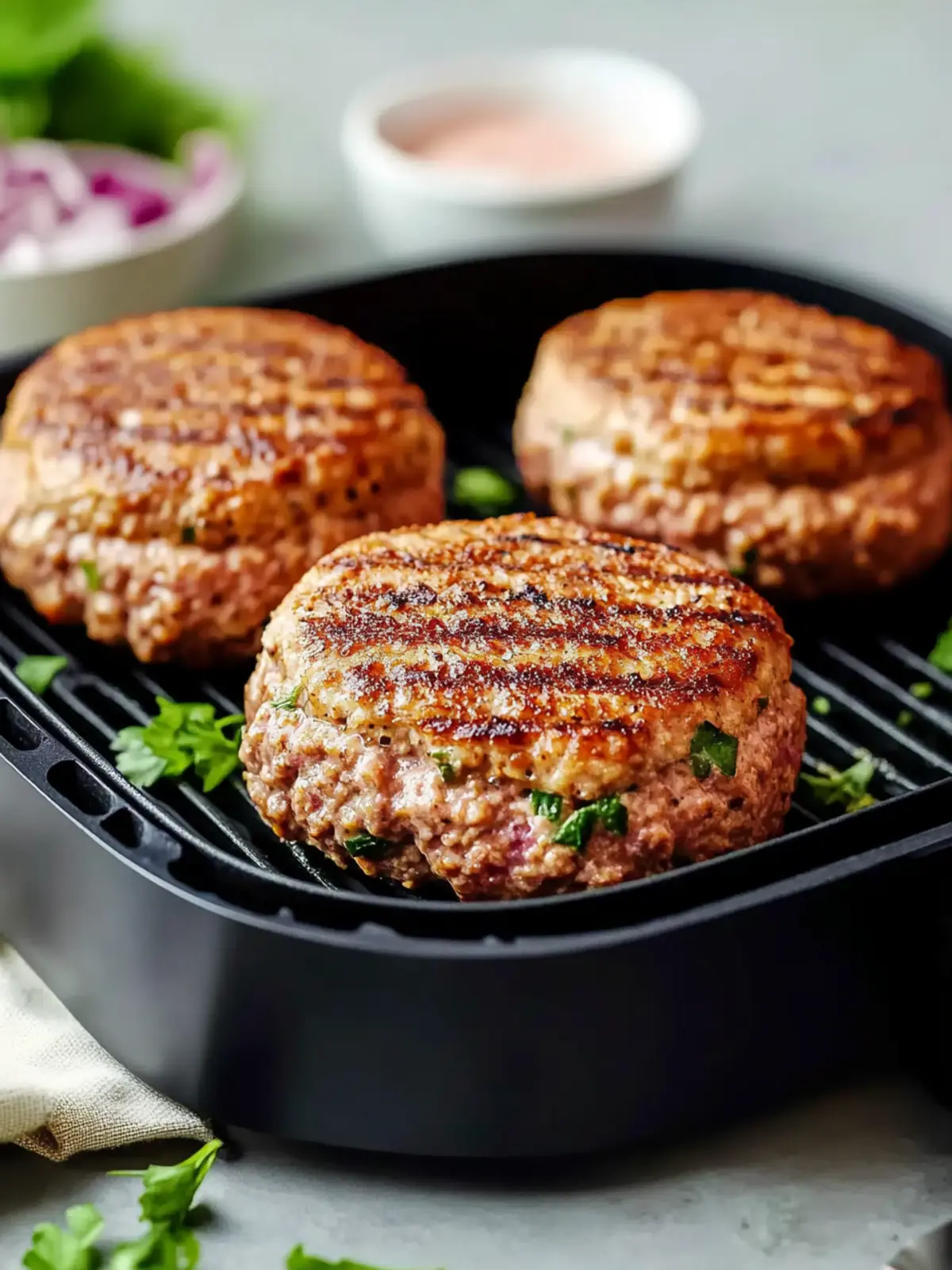 20-Minute Air Fryer Ground Turkey Burgers