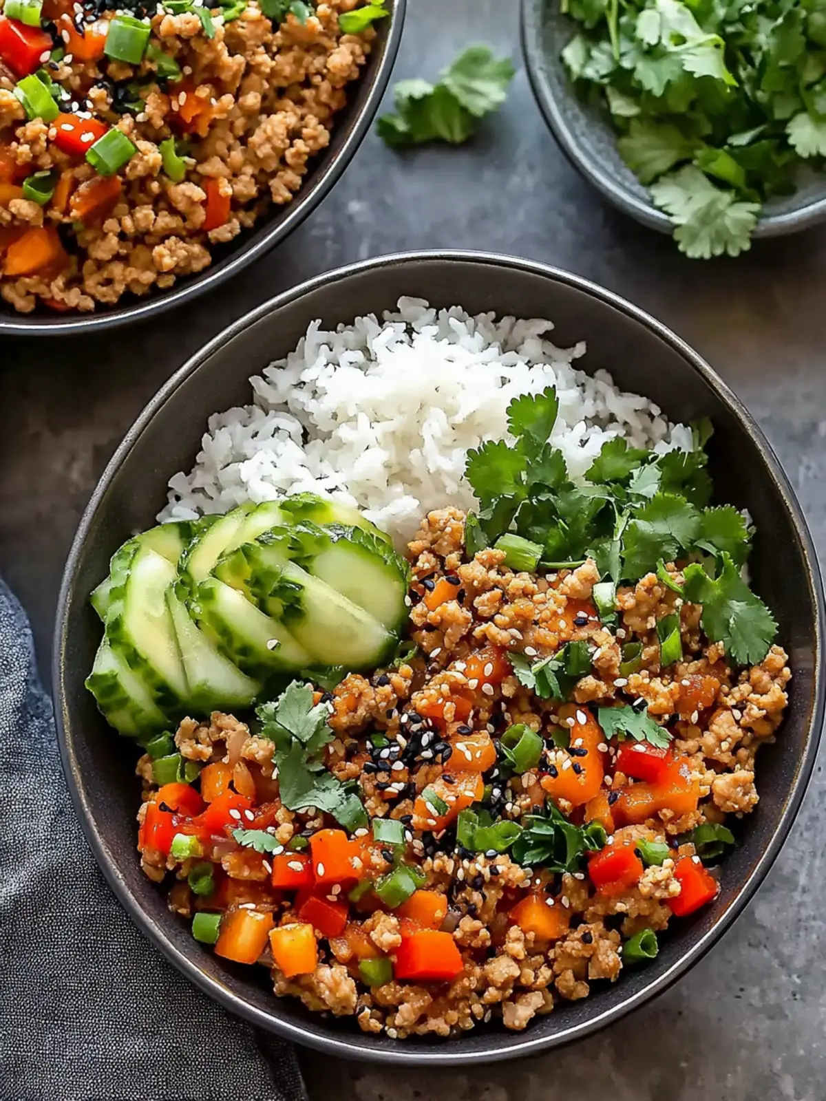 Asian Ground Turkey Bowls