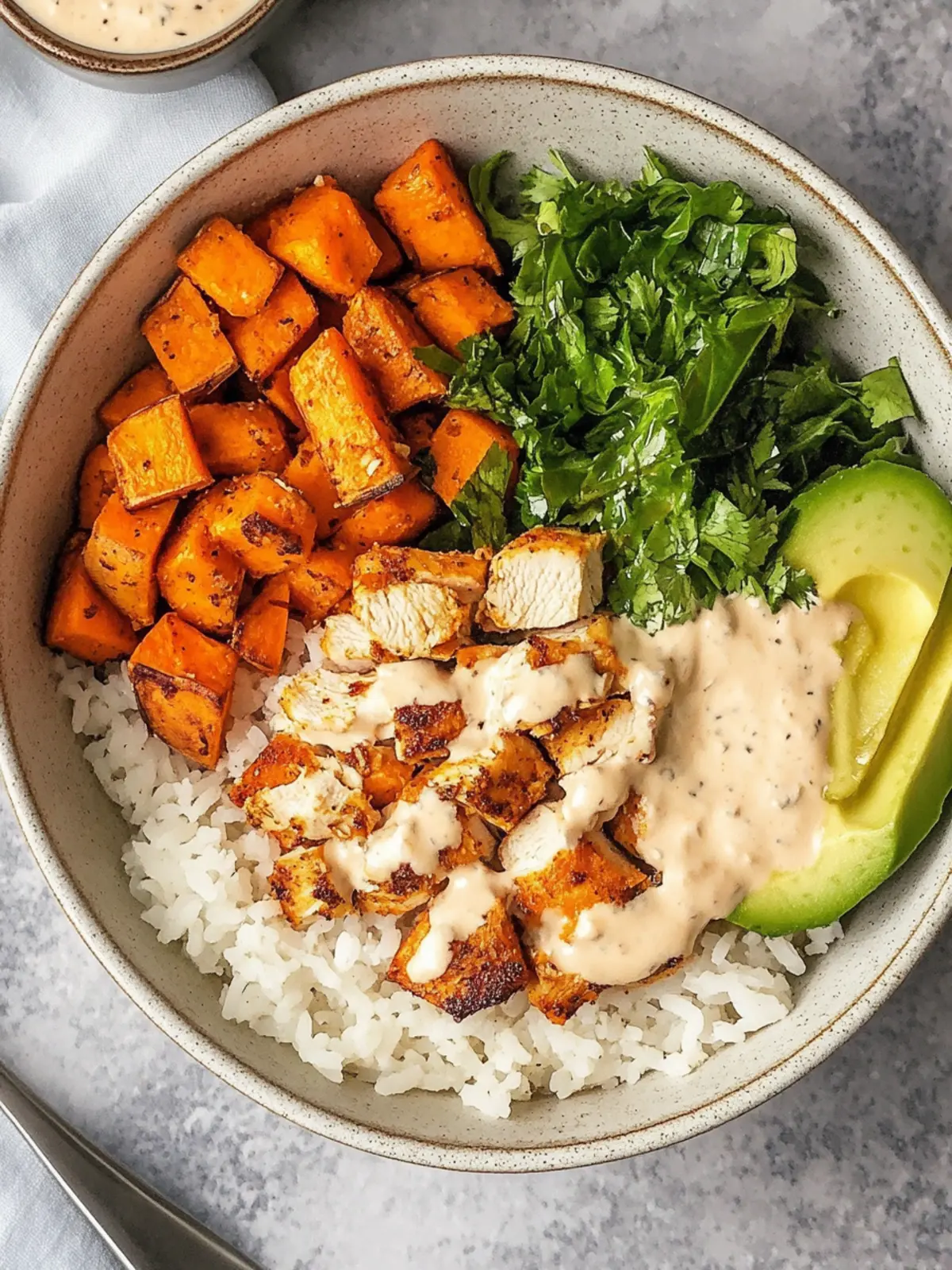 Healthy Chicken & Sweet Potato Rice Bowl