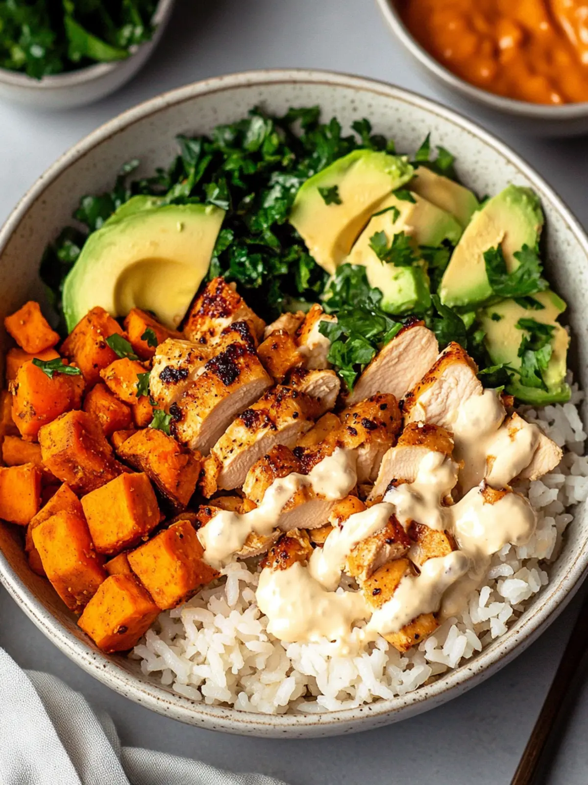 Healthy Chicken & Sweet Potato Rice Bowl