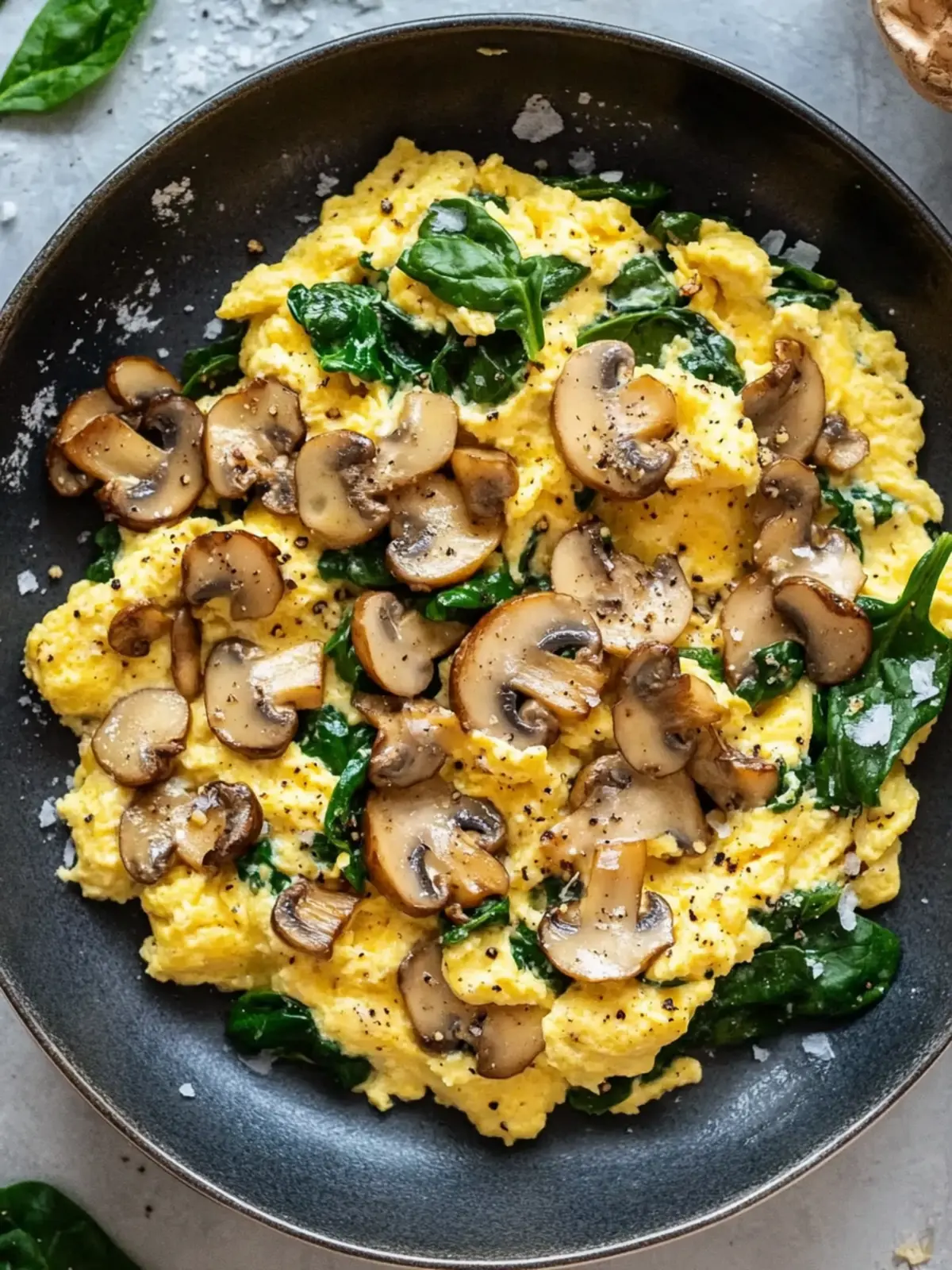 Mushroom Spinach Scrambled Eggs