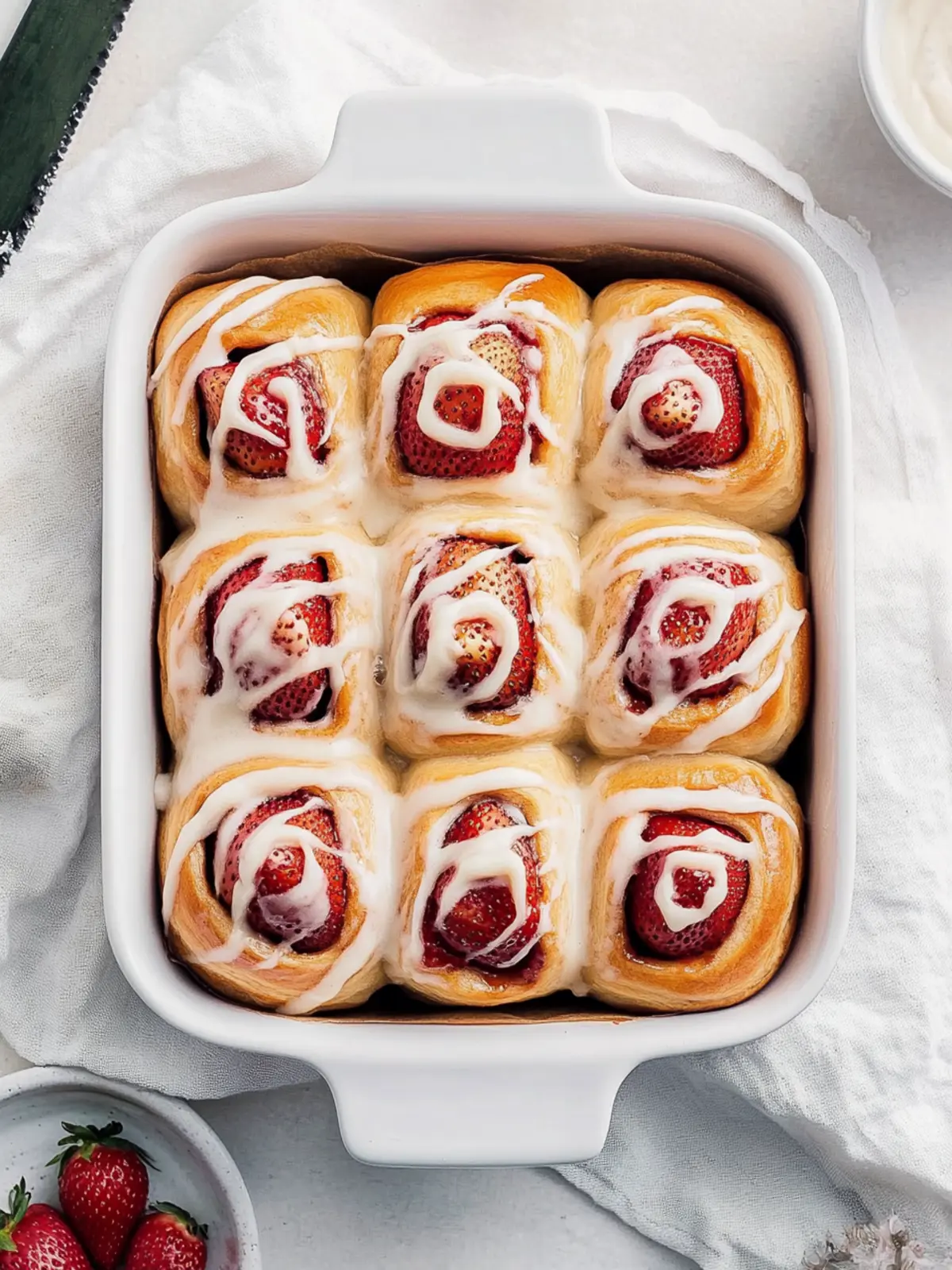 Strawberry Buns with Cream Cheese Icing
