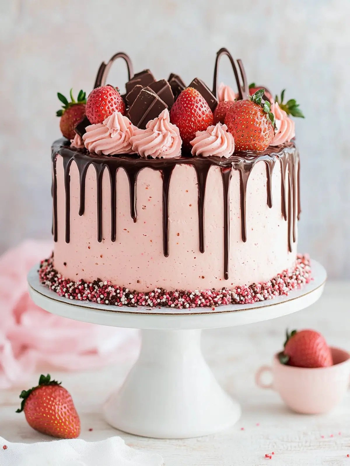 Chocolate Covered Strawberry Drip Cake
