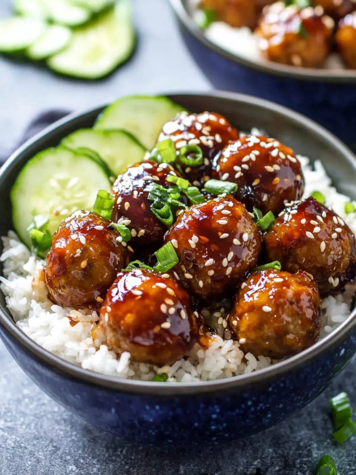 Teriyaki Chicken Meatballs and Rice Bowls