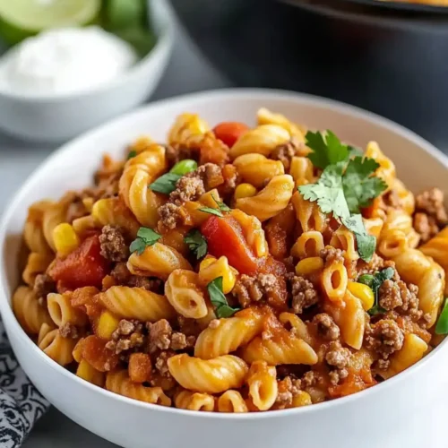 Hearty Crockpot Taco Pasta