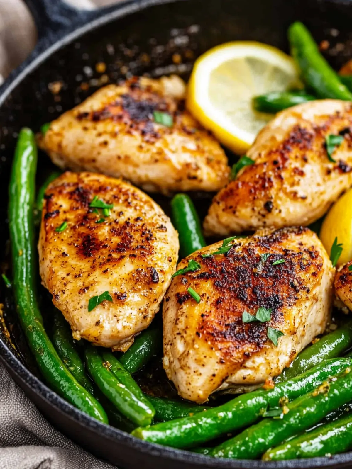 Lemon Garlic Chicken Skillet with Green Beans