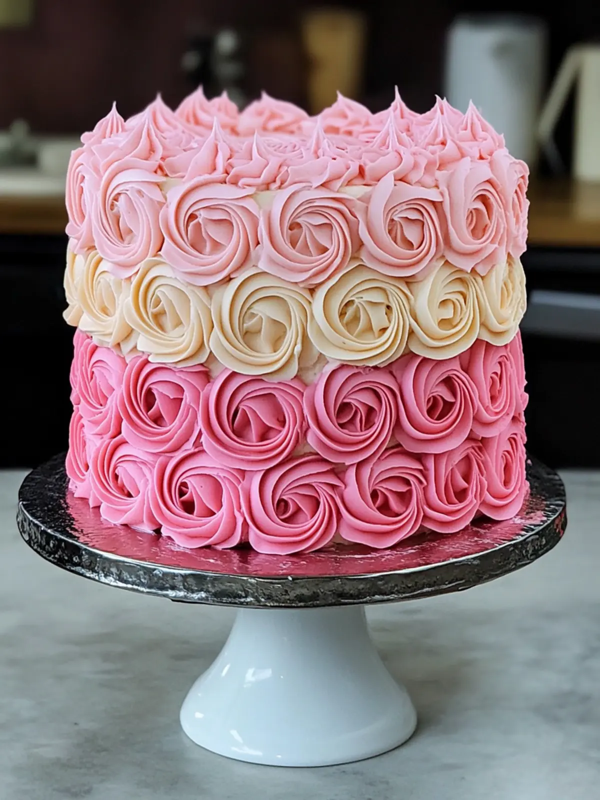 Ombre Pink Rose Cake