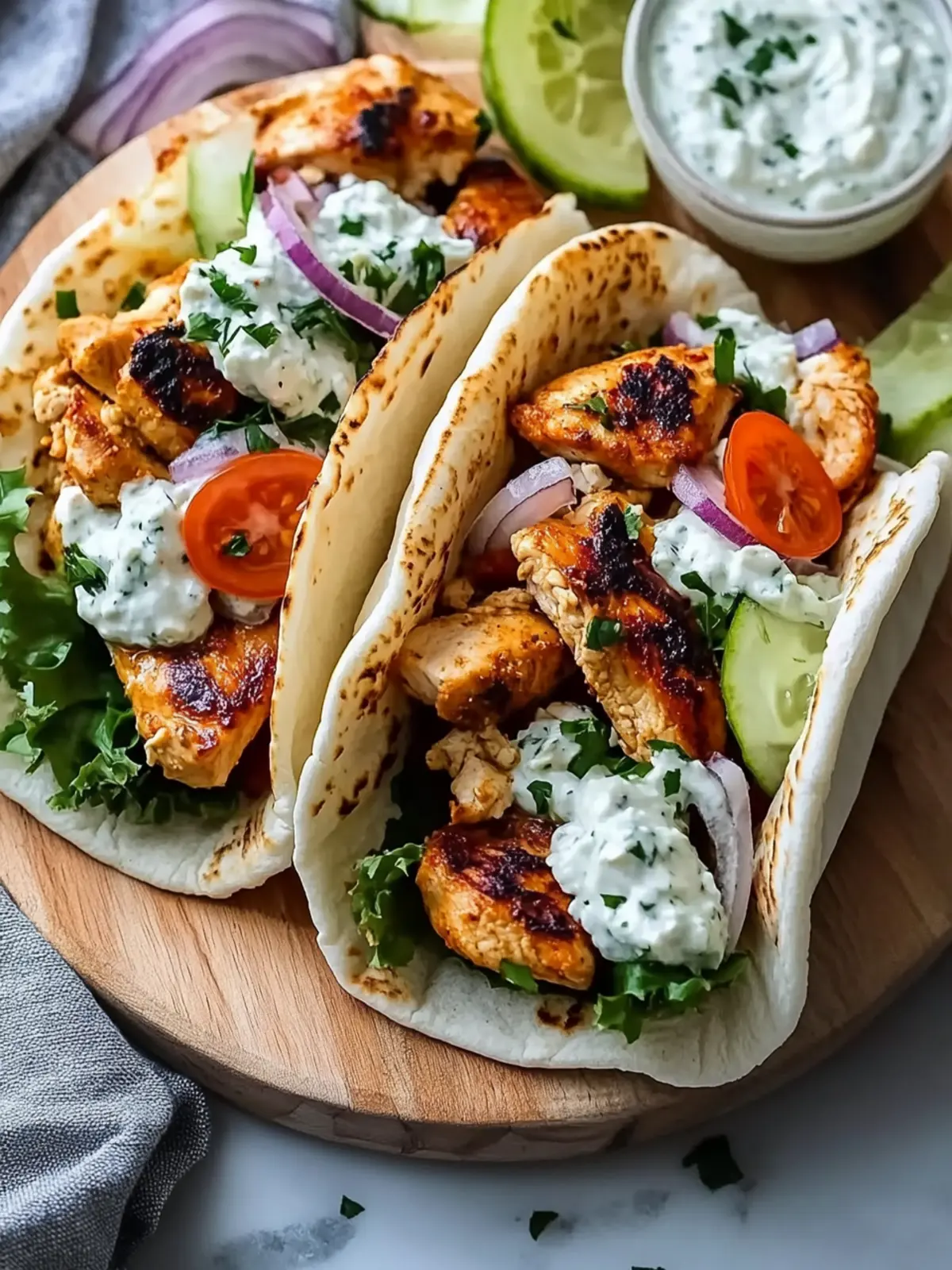 Chicken Gyros with Creamy Feta Tzatziki
