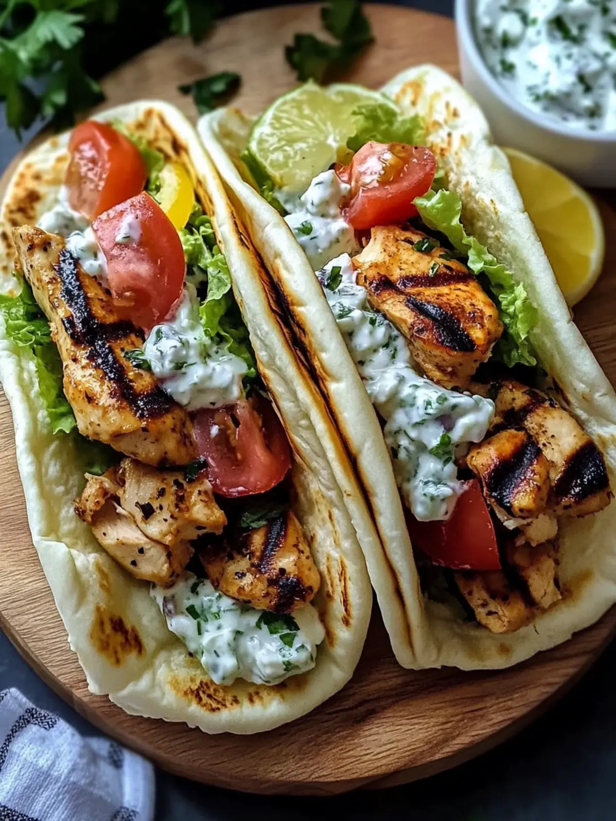 Succulent Chicken Gyros with Creamy Feta Tzatziki Delight