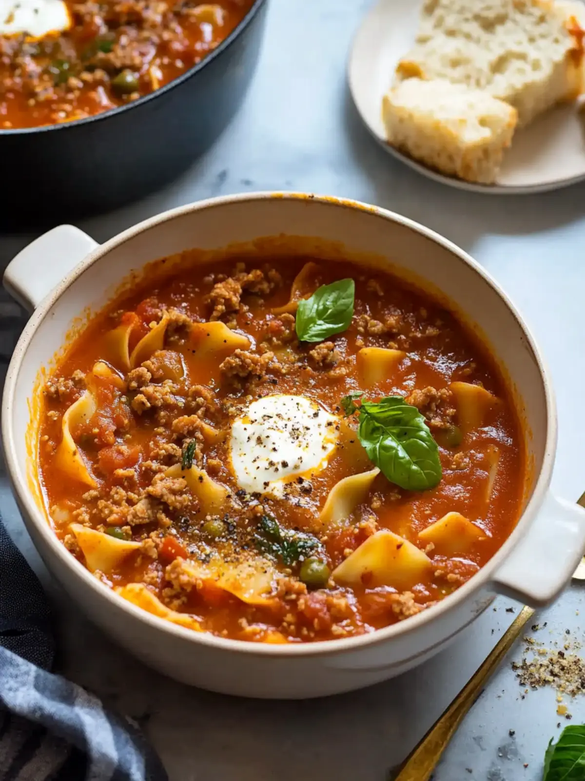 Simple Lasagna Soup No Ricotta