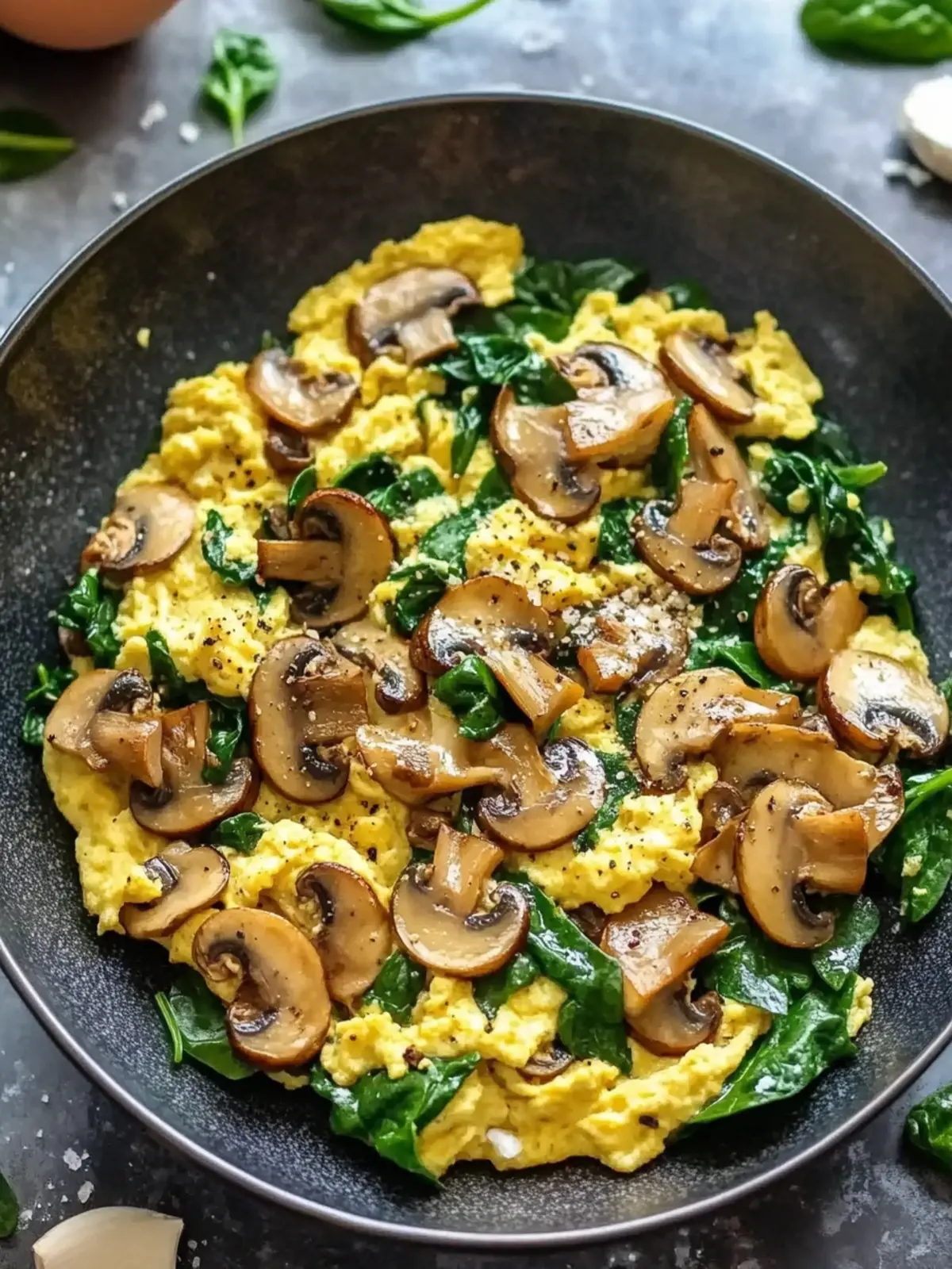 Mushroom Spinach Scrambled Eggs