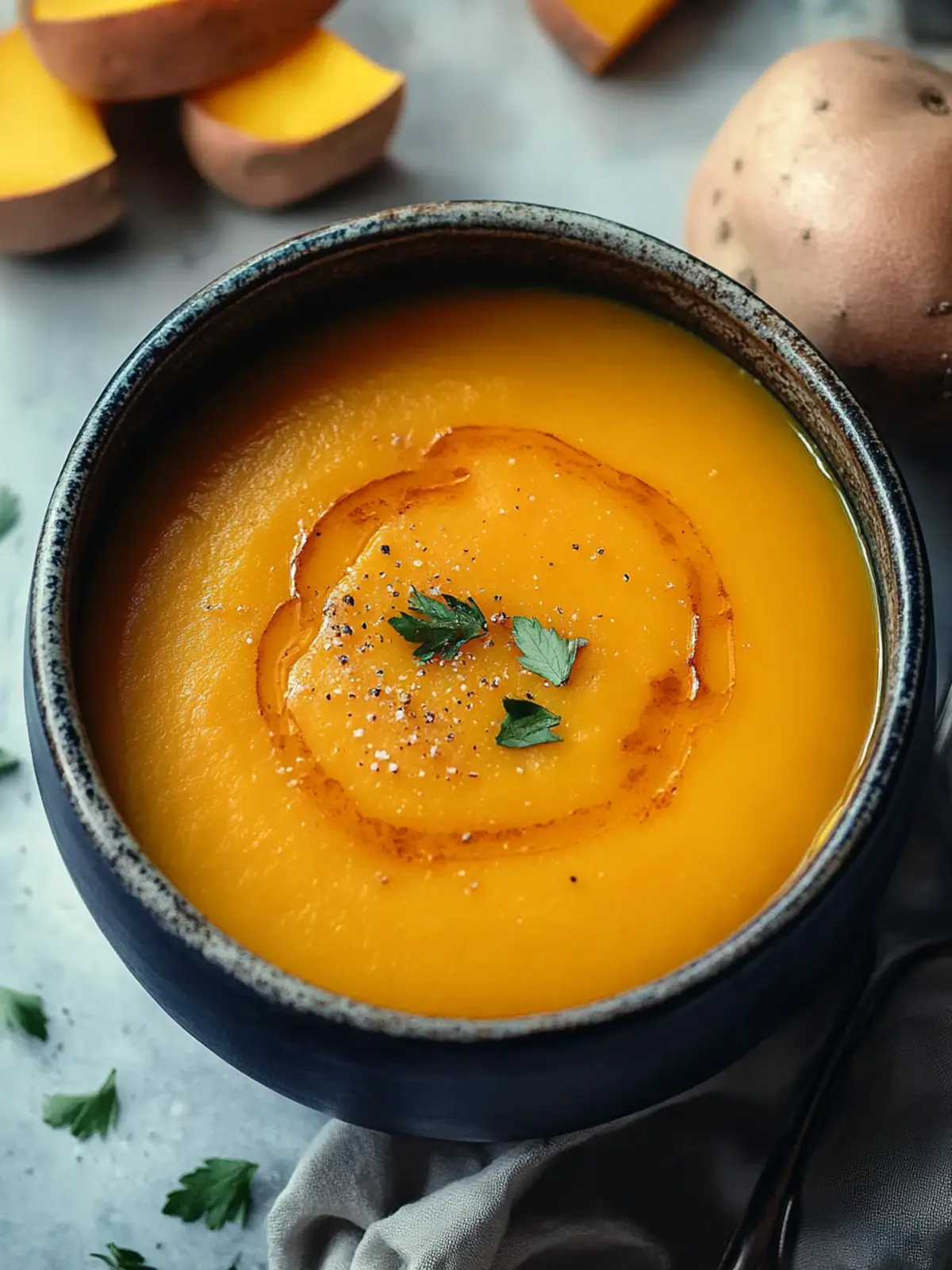 Velvety Butternut Squash Sweet Potato Soup