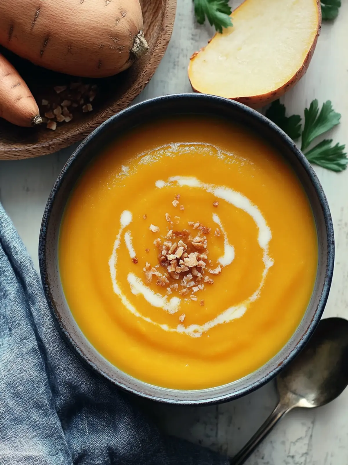 Velvety Butternut Squash Sweet Potato Soup